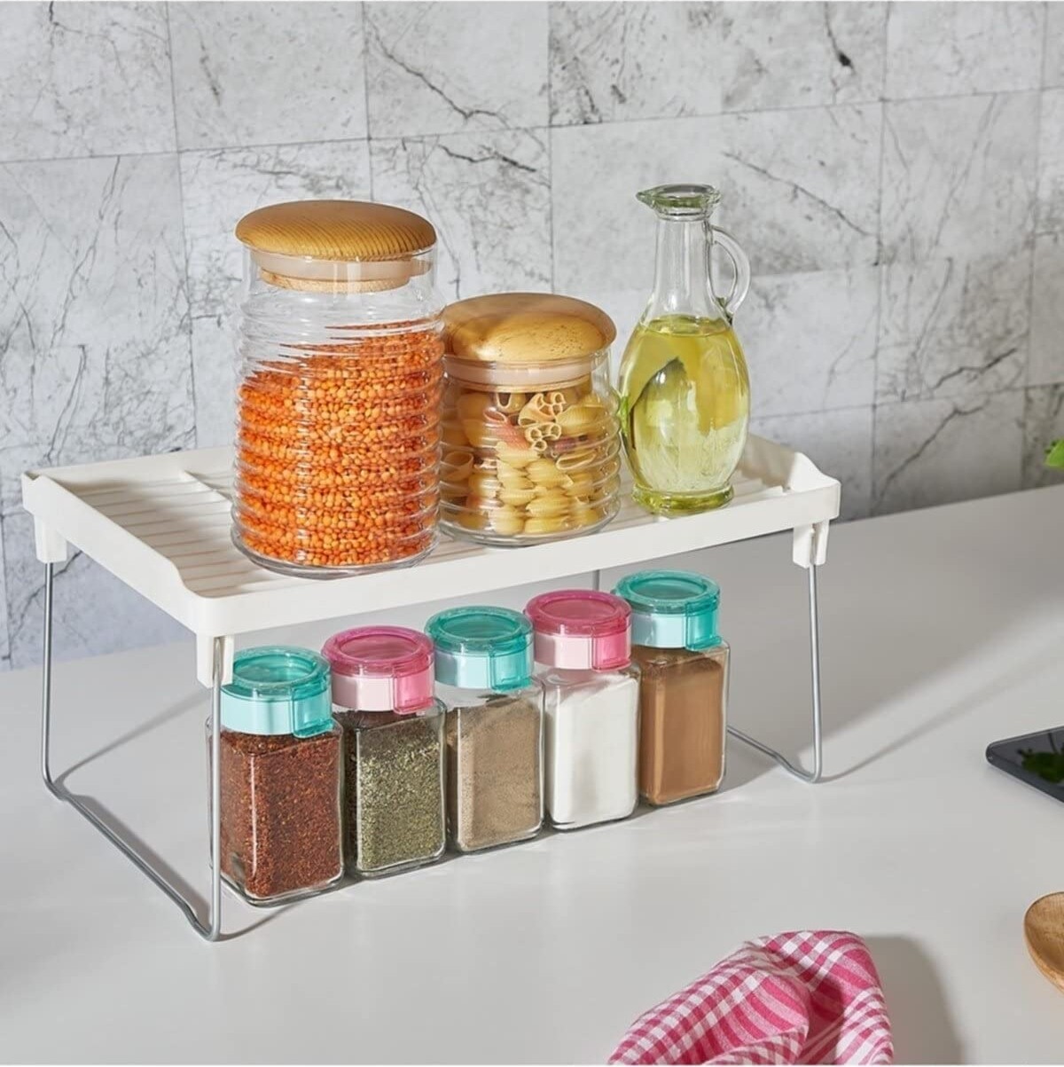 Die Grup Lirazon 4 Adet Raf Düzenleyici Dolap Içi Organizer Metal Ayaklı 14CM x 30CM görsel 2
