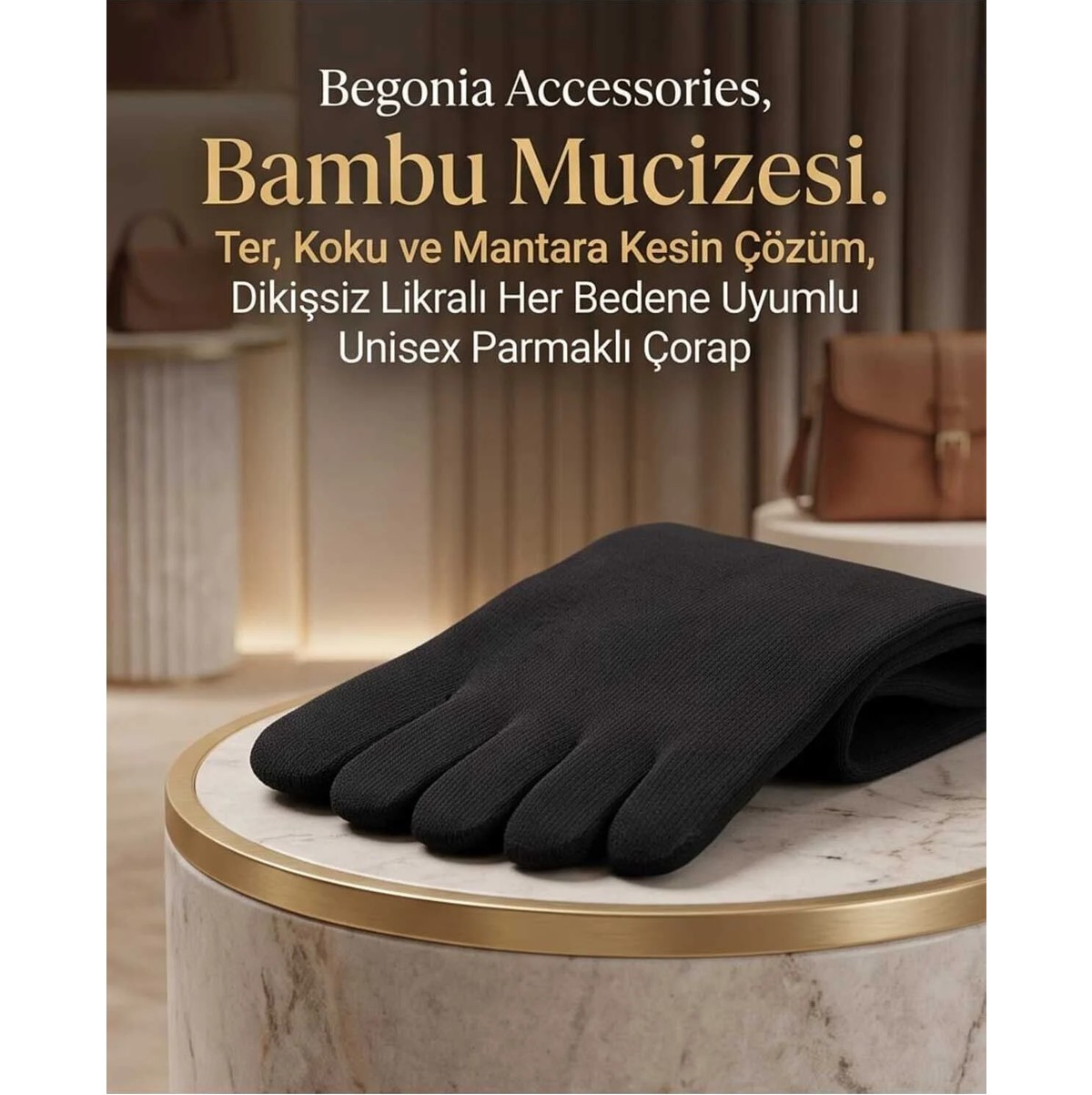 Begonia Accessories Bambu Parmaklı Çorap Dikişsiz Unisex Antialerjik Terleme ve Koku Karşıtı Likralı Esnek Çorap -278-3 görsel 4