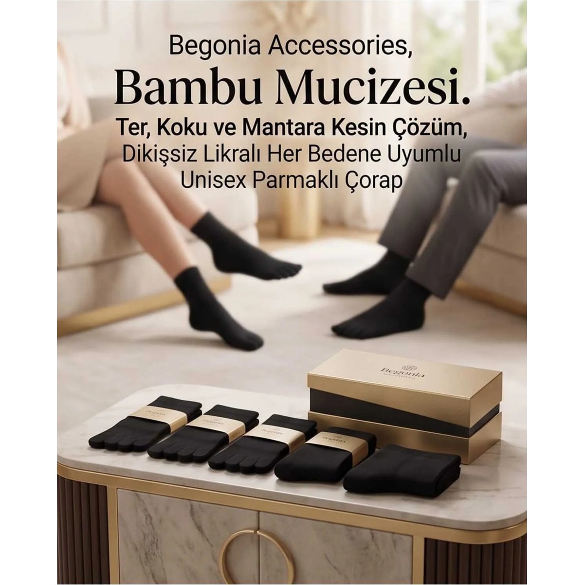 Begonia Accessories Bambu Parmaklı Çorap Dikişsiz Unisex Antialerjik Terleme ve Koku Karşıtı Likralı Esnek Çorap -278-3 görsel 8