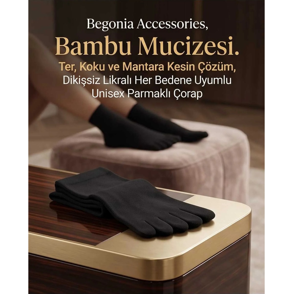 Begonia Accessories Bambu Parmaklı Çorap Dikişsiz Unisex Antialerjik Terleme ve Koku Karşıtı Likralı Esnek Çorap -278-1 görsel 3