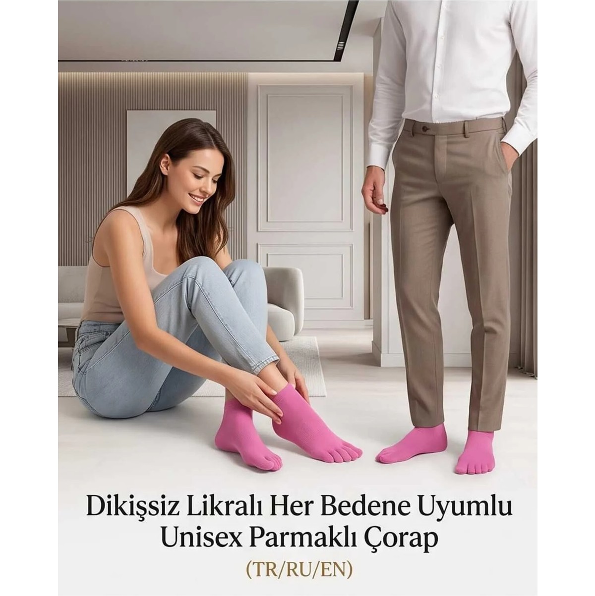 Begonia Accessories Bambu Parmaklı Çorap Dikişsiz Unisex Antialerjik Terleme ve Koku Karşıtı Likralı Esnek Çorap -278-3 görsel 3