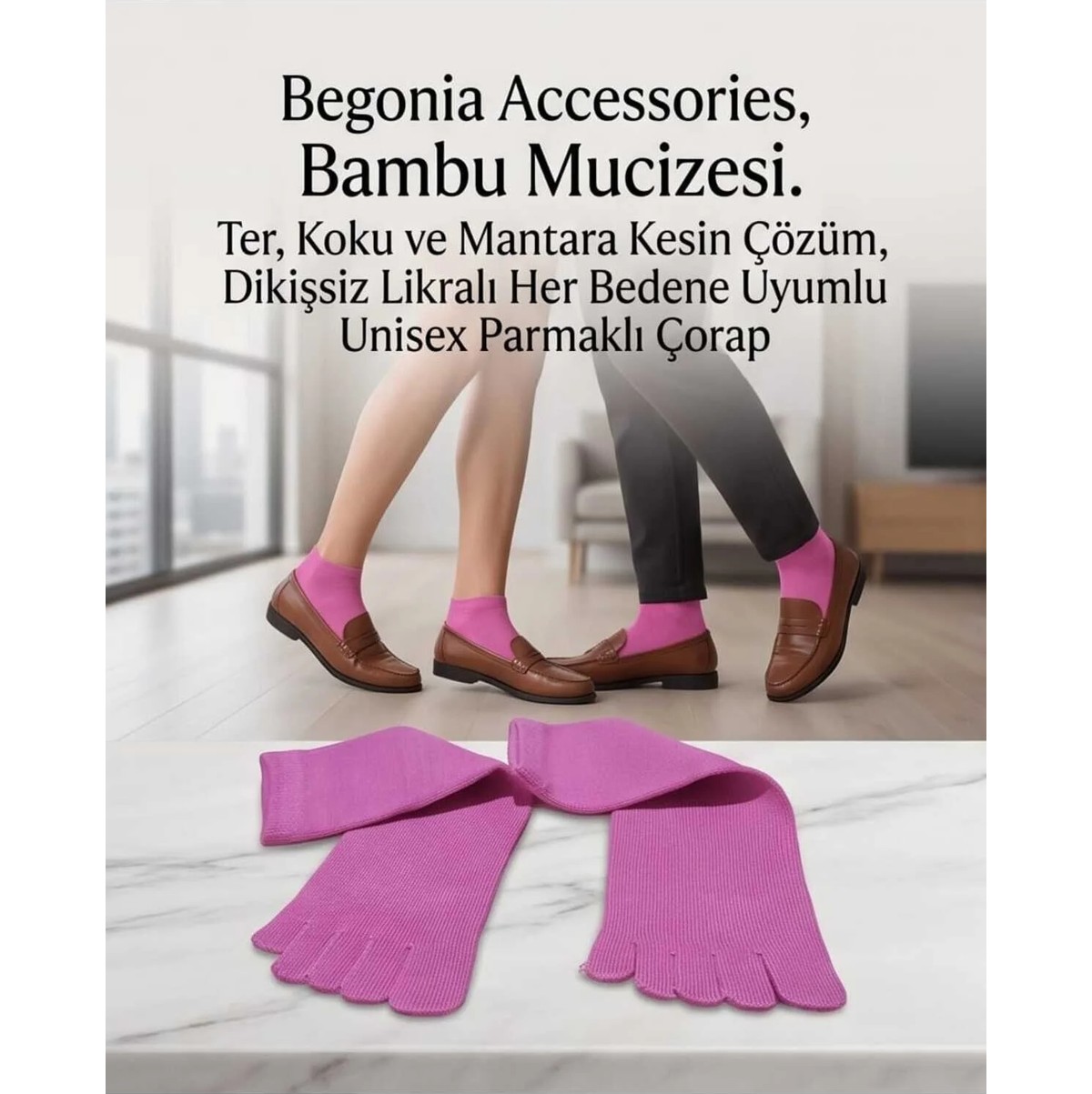 Begonia Accessories Bambu Parmaklı Çorap Dikişsiz Unisex Antialerjik Terleme ve Koku Karşıtı Likralı Esnek Çorap -278-3 görsel 8