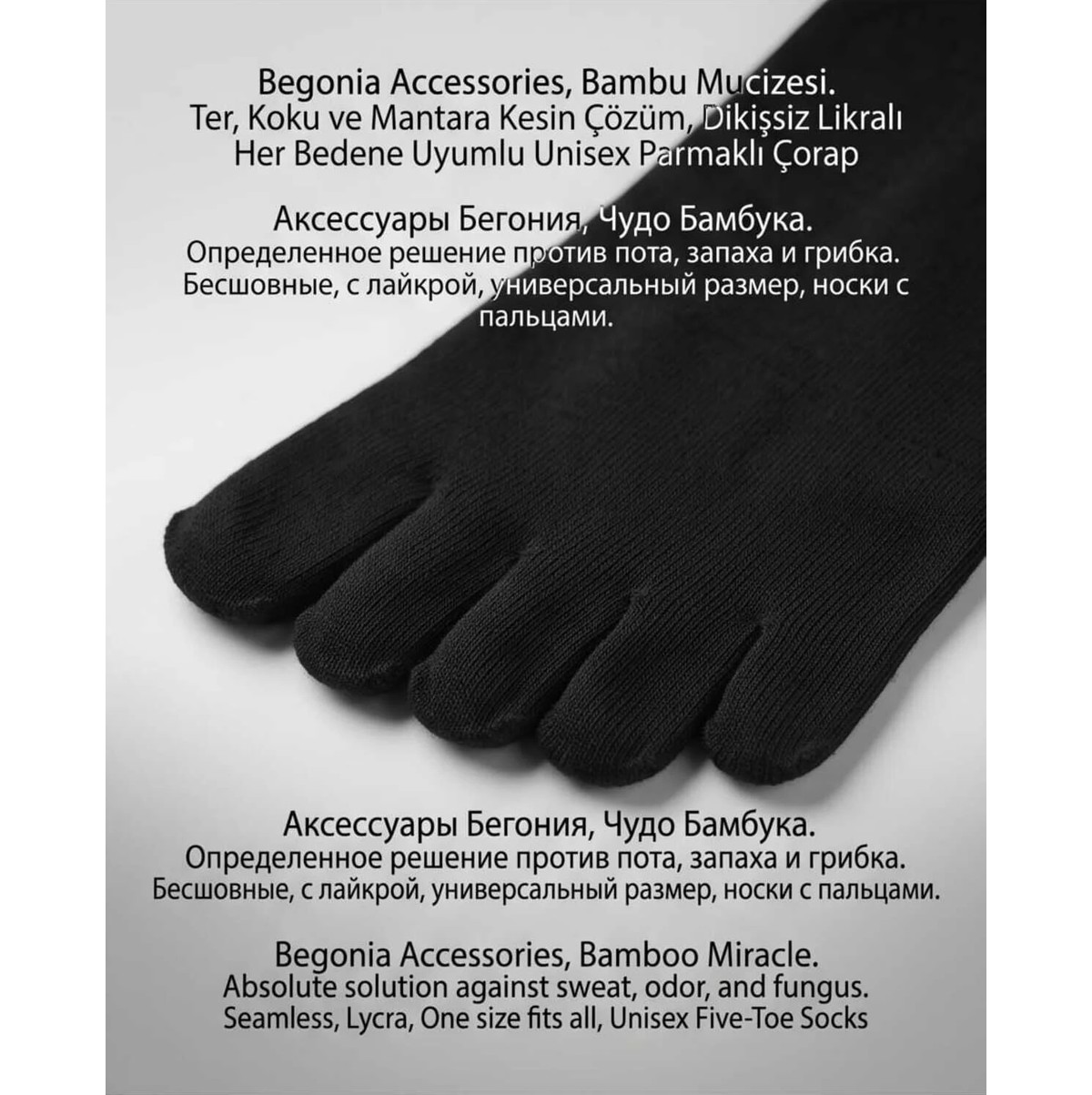 Begonia Accessories Bambu Parmaklı Çorap Dikişsiz Unisex Antialerjik Terleme ve Koku Karşıtı Likralı Esnek Çorap -278-2 görsel 6
