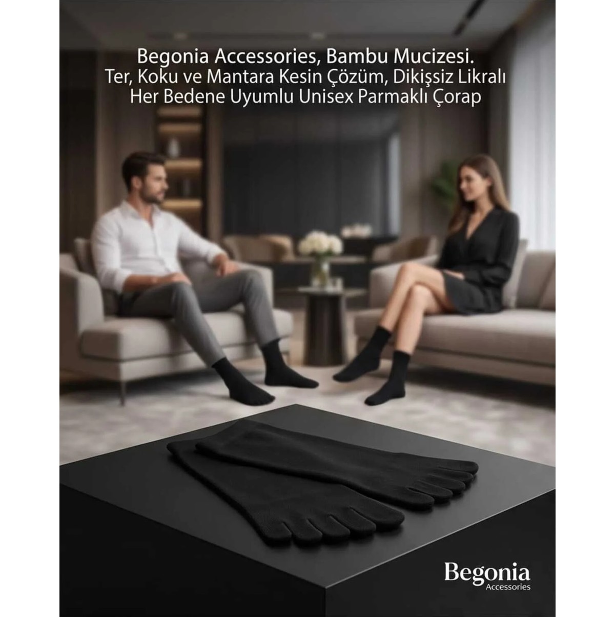 Begonia Accessories Bambu Parmaklı Çorap Dikişsiz Unisex Antialerjik Terleme ve Koku Karşıtı Likralı Esnek Çorap -278-2 görsel 7