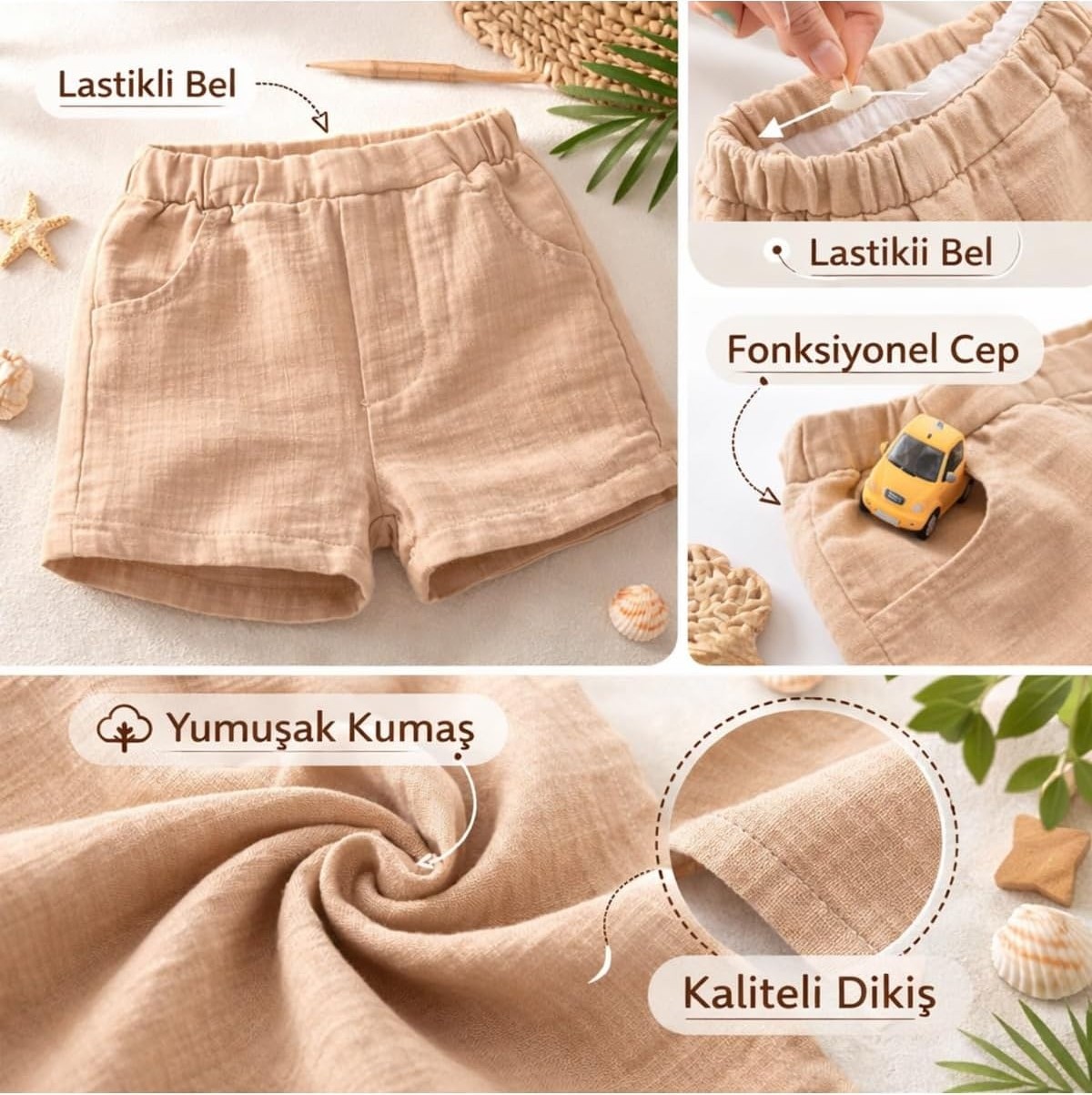 Myzi STORE%100 Pamuk Müslin Animal Desenli 3'lü Bebek Takımı Tulumu, Terletmez, Cilt Dostu, görsel 3