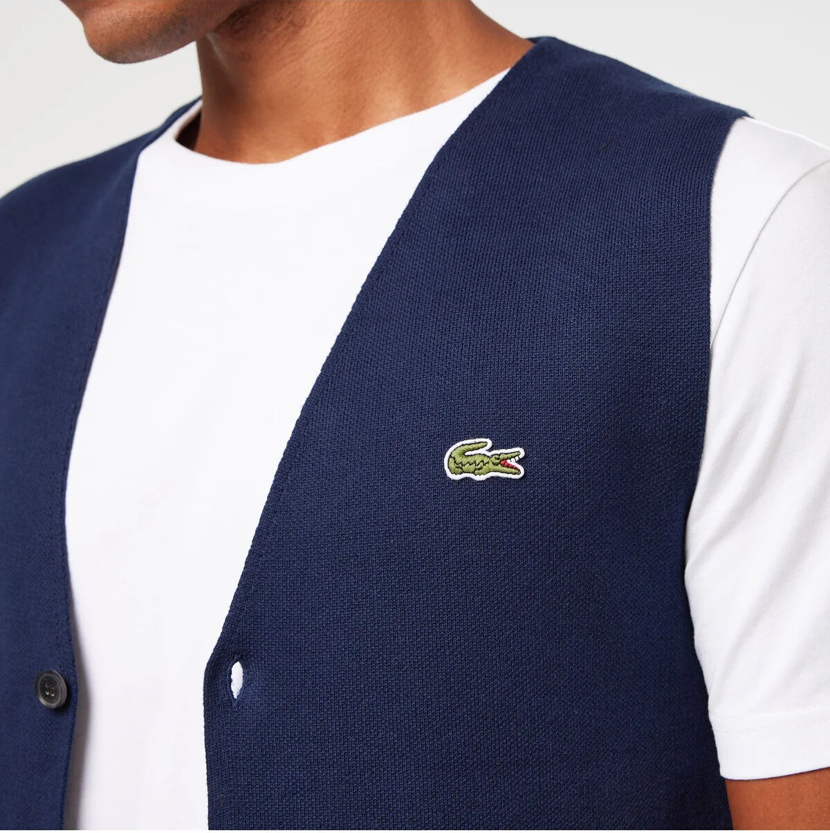 Lacoste Erkek Classic Fit Lacivert Triko Yelek görsel 5