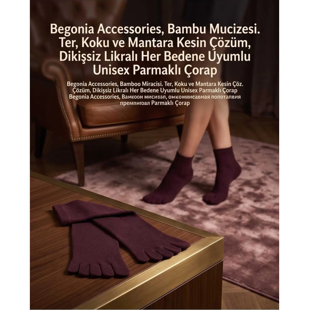 Begonia Accessories Bambu Parmaklı Çorap Dikişsiz Unisex Antialerjik Terleme ve Koku Karşıtı Likralı Esnek Çorap -278-2 görsel 5