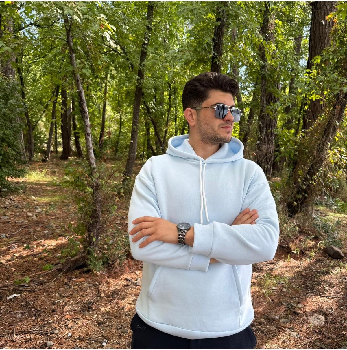 My Butik Erkek 3 Iplik Basic Oversize Kanguru Cepli Kapüşonlu Sweatshirt görsel 5