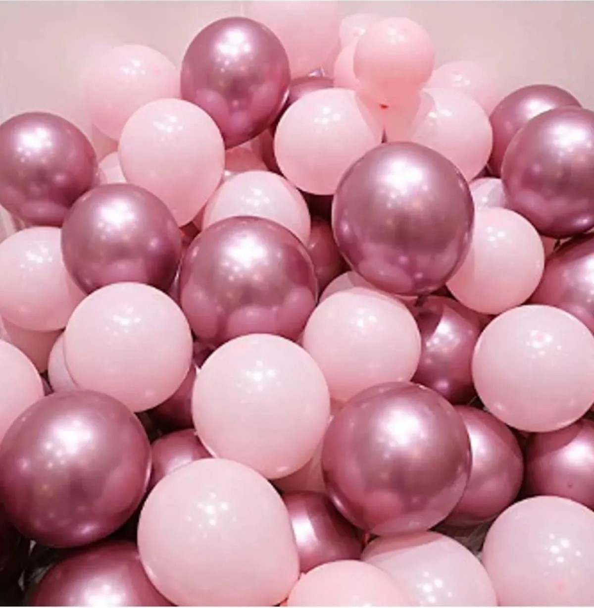 Feyza Design Pembe Renk Krom Pembe ve Makaron (Pastel) Balon Seti 20 Adet