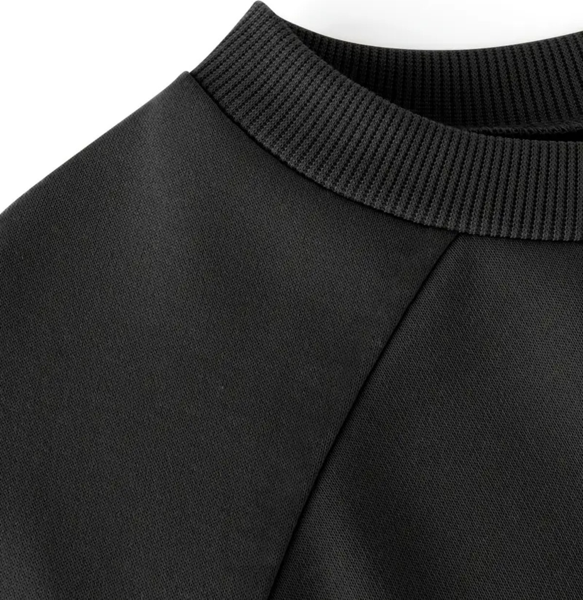 Curvy Trend Büyük Beden Fermur Yırtmaç Detaylı Yumuşak Dökümlü Kumaş Reglan Kol Sweashirt görsel 3