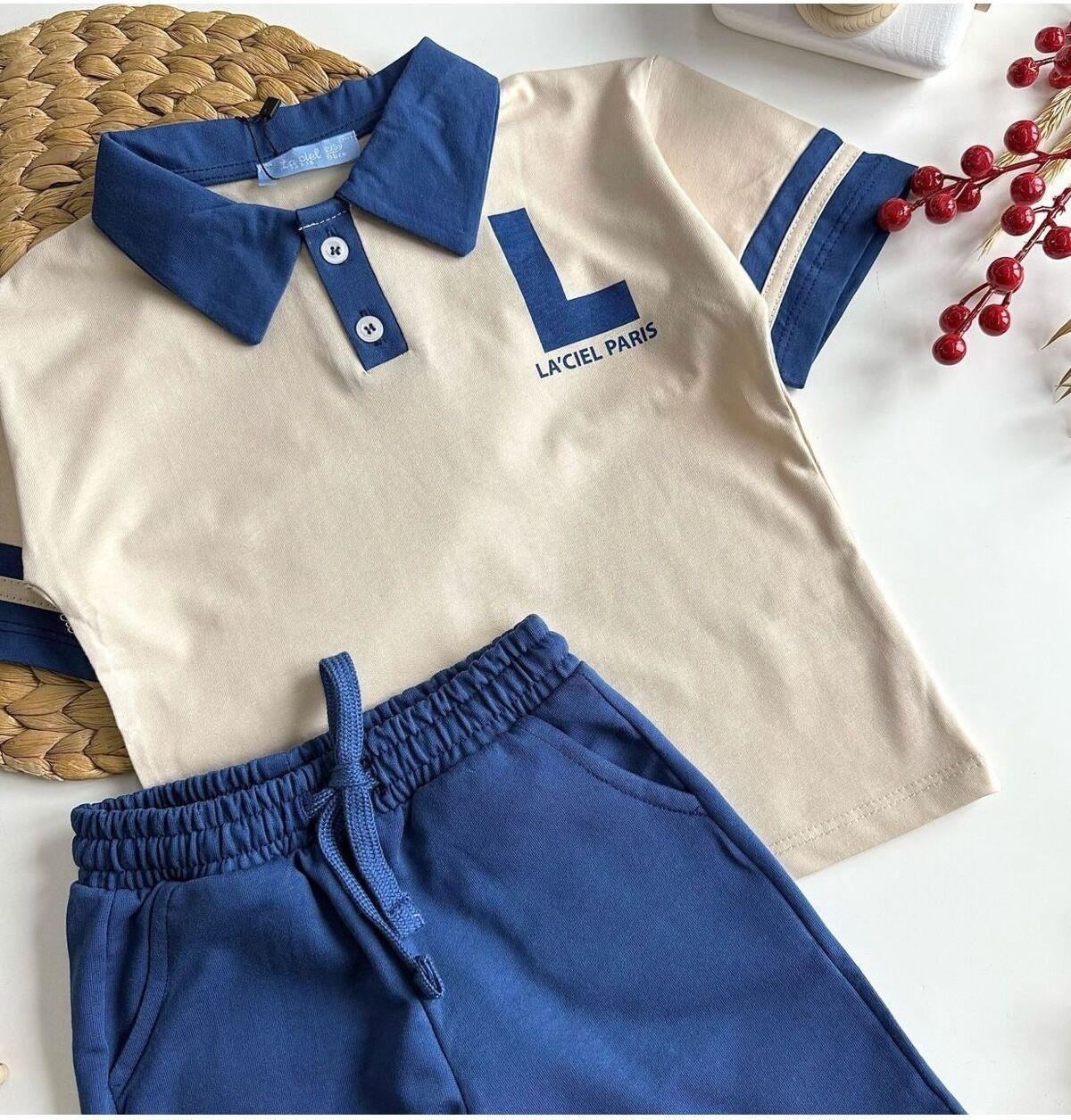 2kids2mom La'ciel Paris Polo Yaka Tshirt ve Şortlu Erkek Çocuk Takım (2-7 Yaş) görsel 2