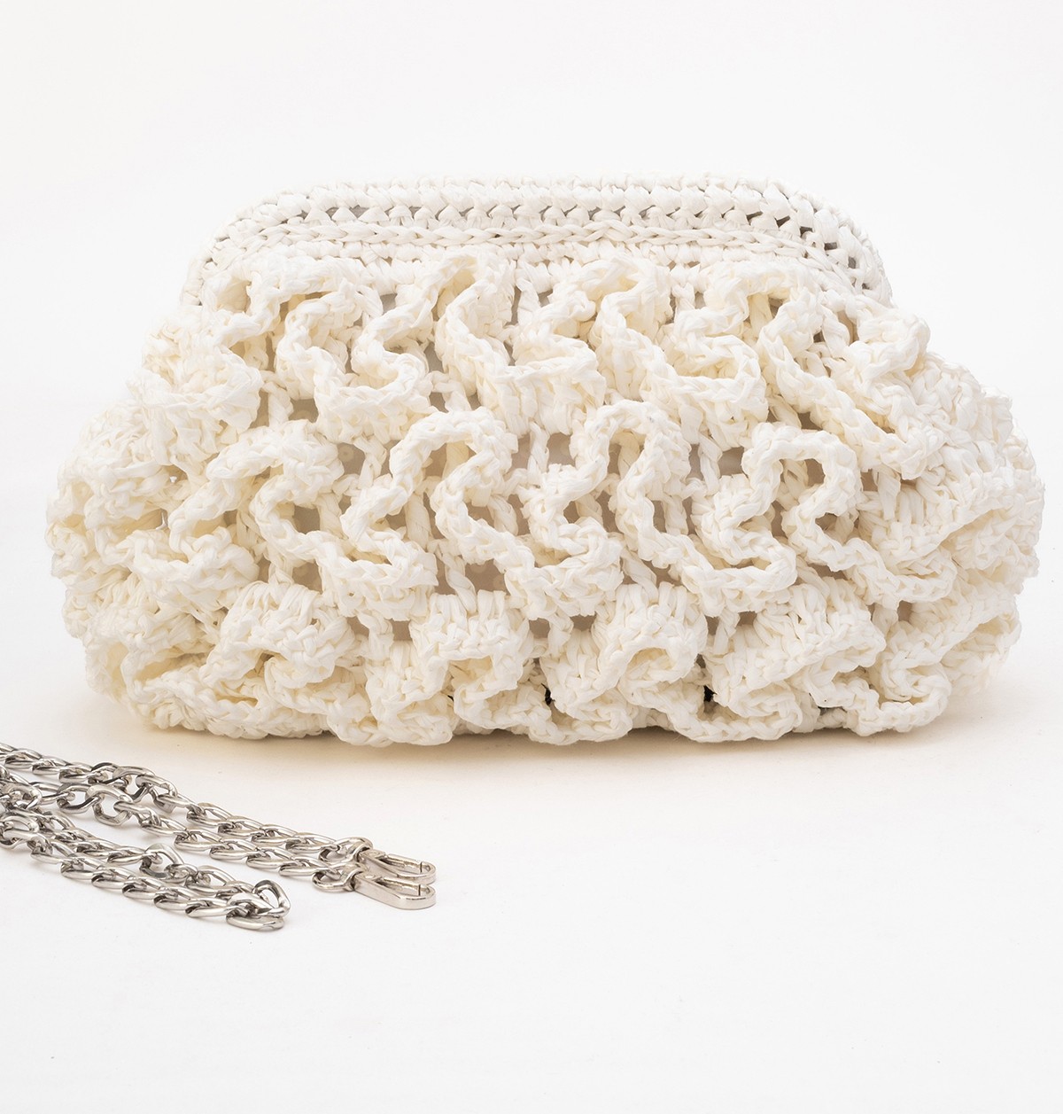 Dericlub Kadın Hasır Handmade Bulut Örgü Çapraz Askılı Çanta Zy 25006 Beyaz görsel 3