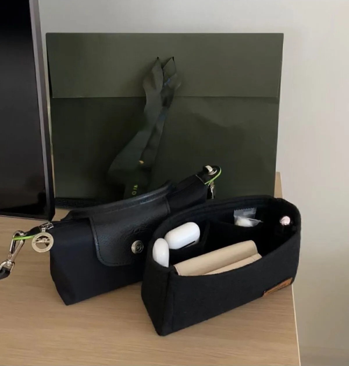 Keçe Love Longchamp Mini Pouch Çanta içi Düzenleyici, Çanta içi Organizer görsel 6