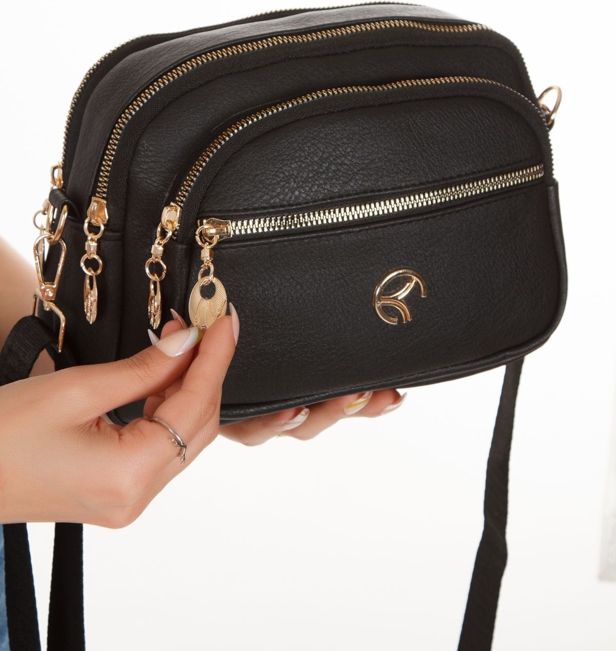 Adelina Bags Kadın Çapraz Askılı Günlük Siyah Omuz Çantası görsel 7