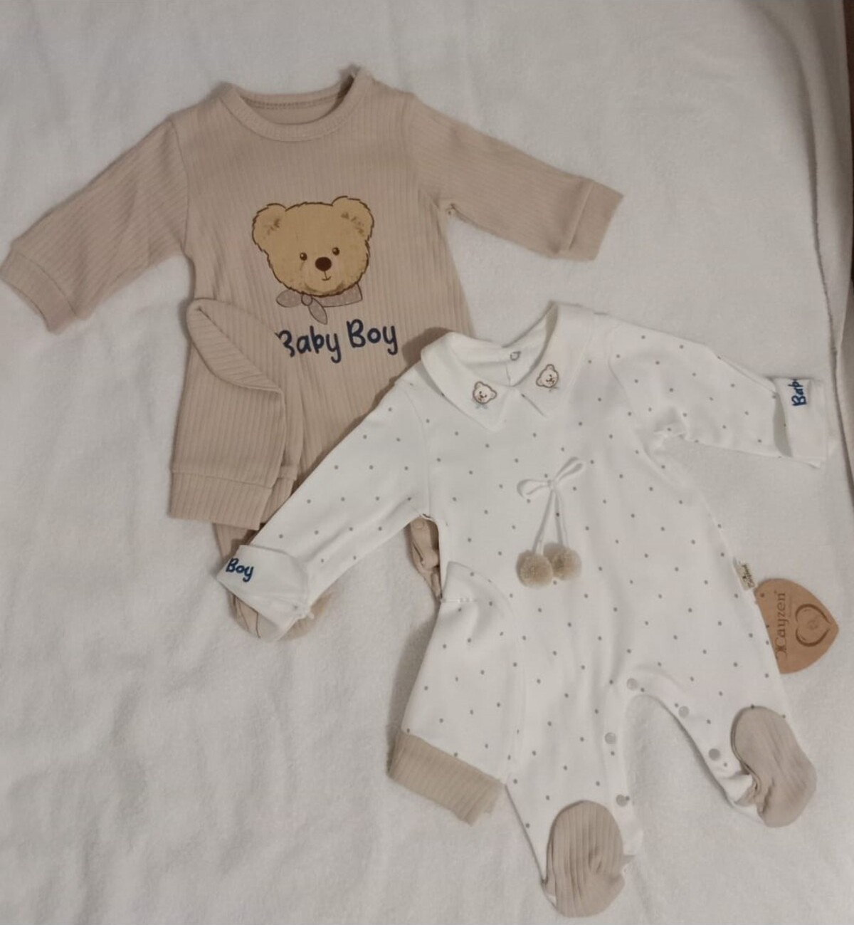 My Baby Kumsal CAYZEN Erkek Bebek Şapkalı 2 Adet Şık Kombin Tulum 3 - 6 ay 1097 görsel 2