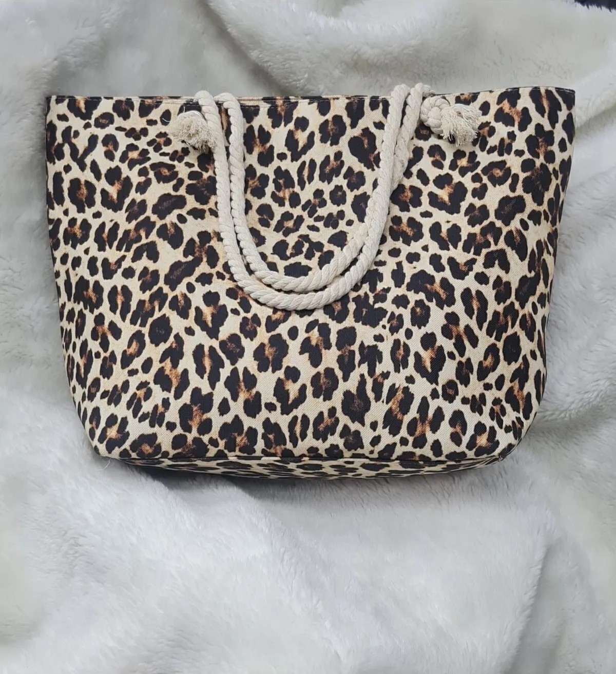 Ezmk Ev Gereçleri Leopar Desenli Plaj Çantası 38X50 cm Hafif Tekstil Materyali ile Şık Tasarım görsel 2