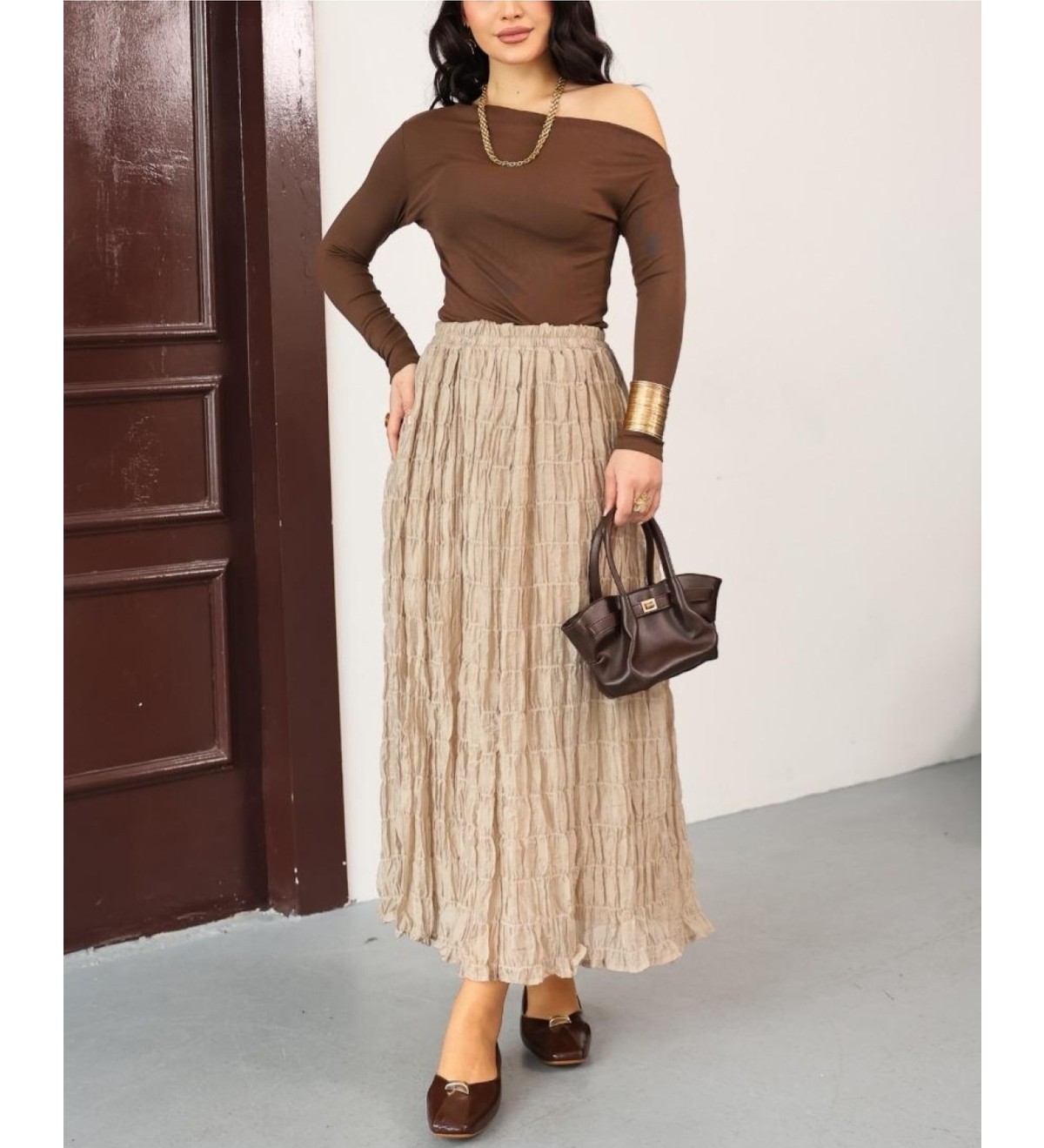 Moda Morfo Astarlı Gipeli Modal Etek -Mürdüm görsel 7