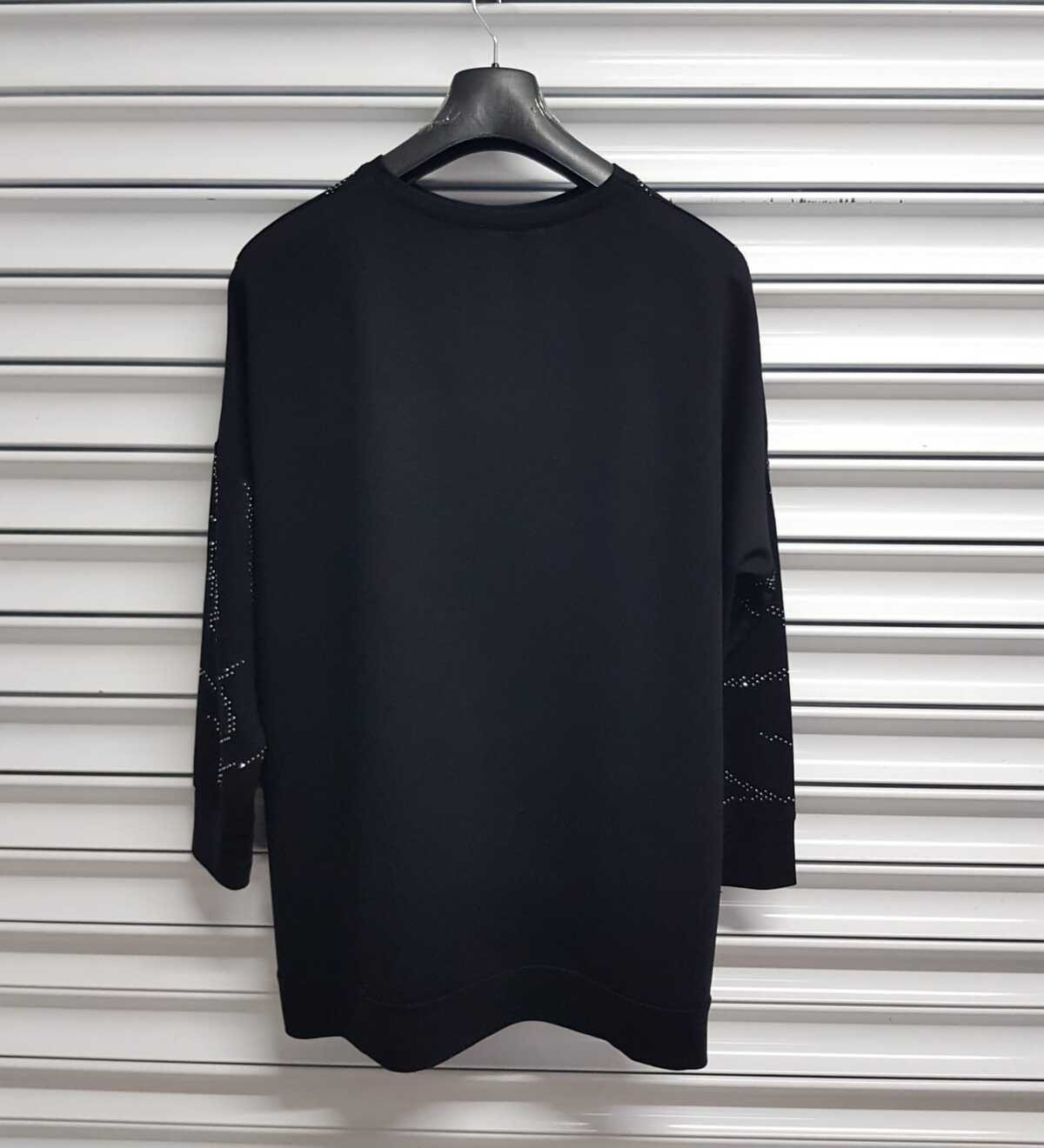 Esina Kadın Siyah Kristal Kumaş Sweatshirt Taş Detaylı Uzun Kol Modern Tasarım görsel 5