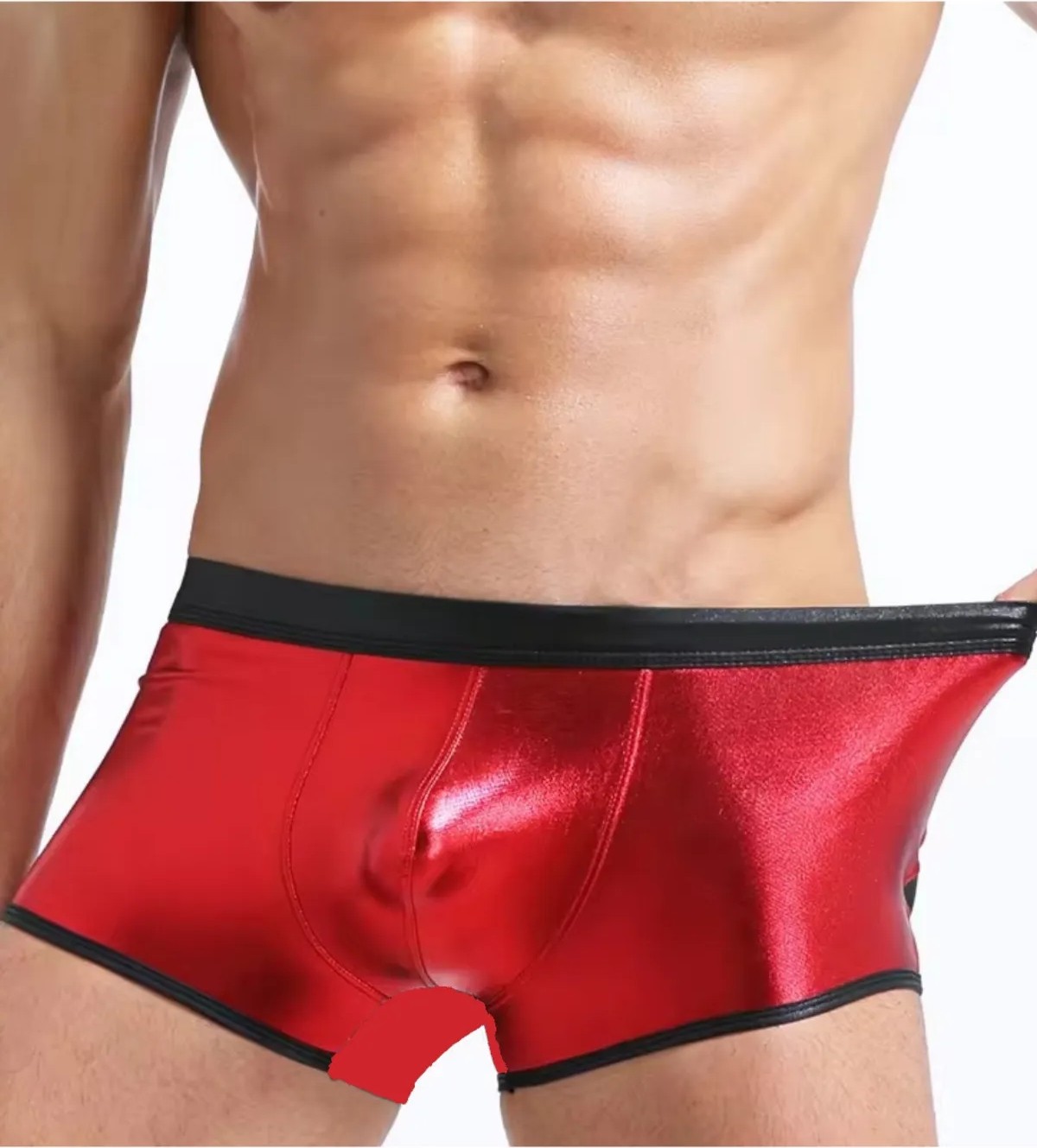bebekokusu Tegan Fantezi Deri Görünümlü Kırmızı Erkek Boxer Tanga TG274506