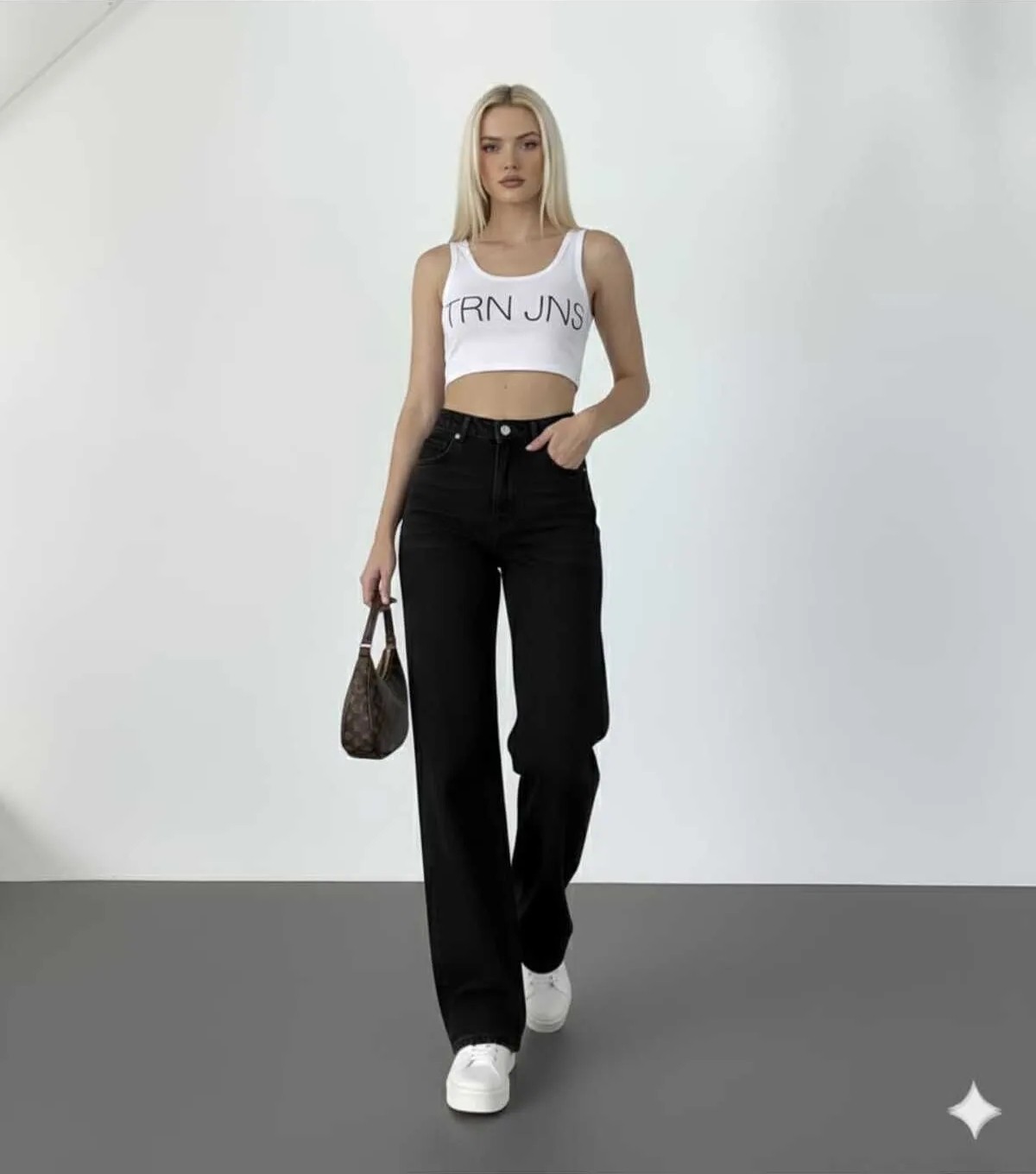 Livik Siyah Wide Leg Etkili Fermuarlı Süper Yüksek Bel Jeans Salaş Kot Pantolon ( Solmaz Kumaş) görsel 7