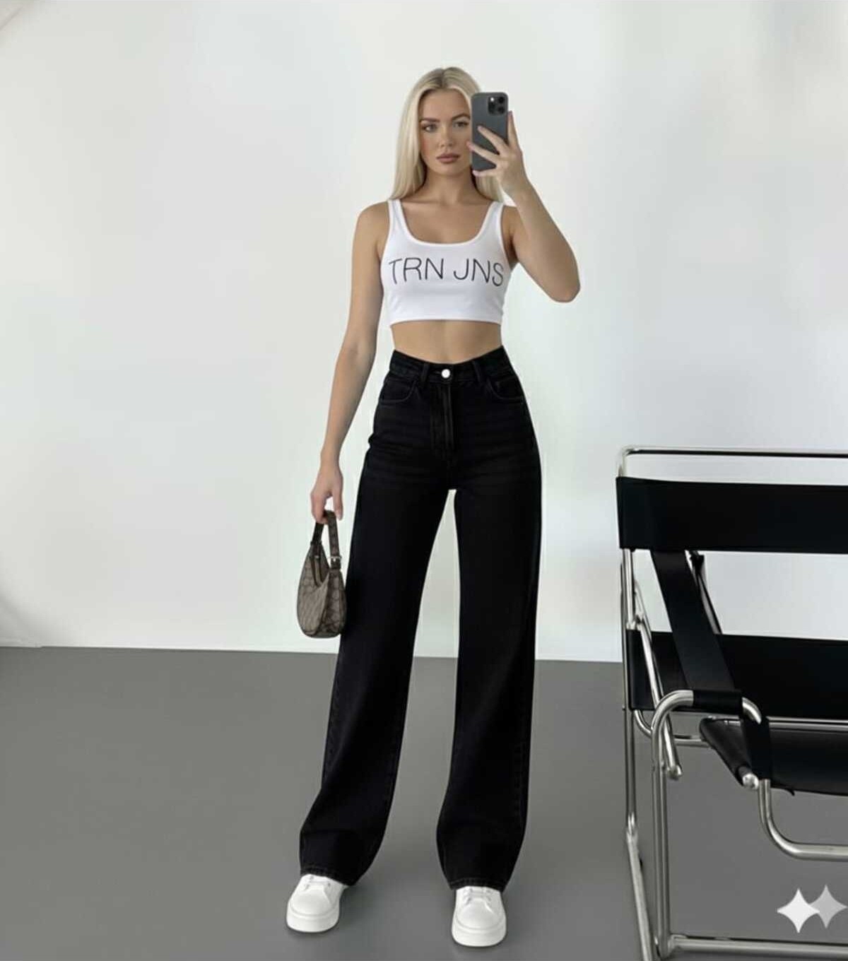 Livik Siyah Wide Leg Etkili Fermuarlı Süper Yüksek Bel Jeans Salaş Kot Pantolon ( Solmaz Kumaş) görsel 8