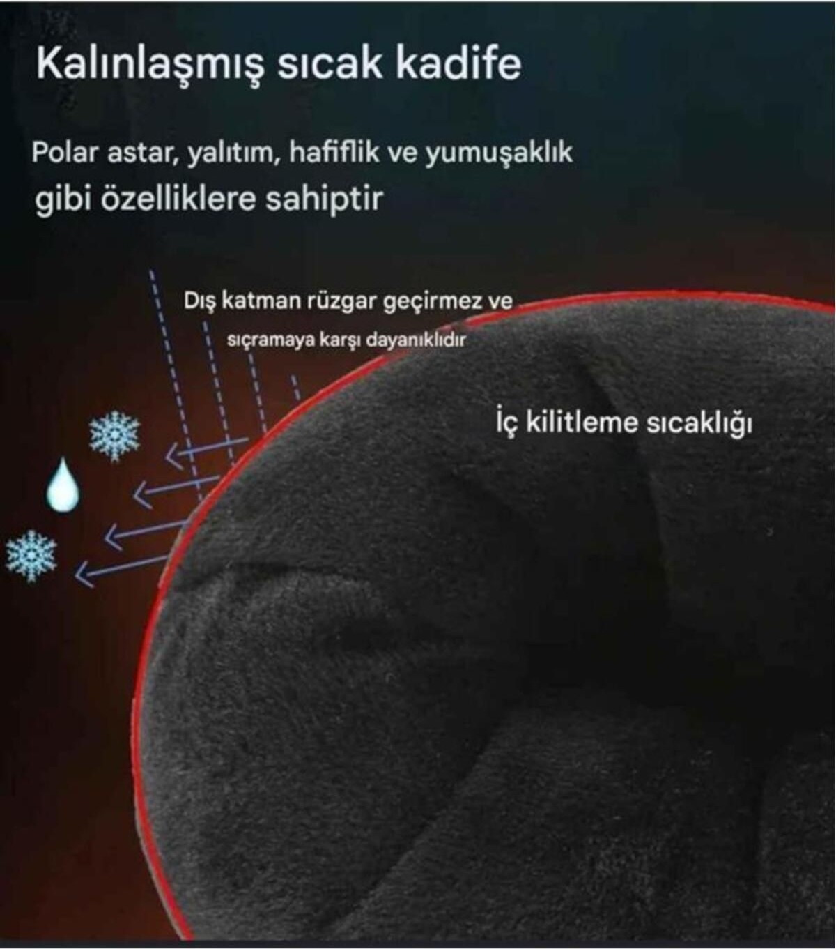 Mediterian Siyah termal dokunmatik reflektör ikazlı eldiven, konfor ve güvenlik sağlar görsel 3