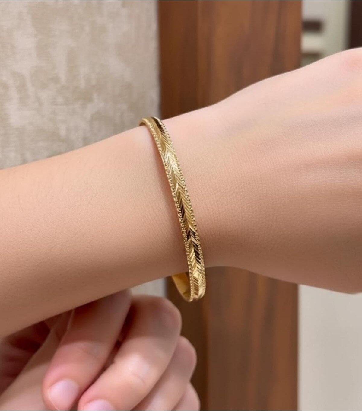 Kuyumcu Nurettin 18 gr (Gram) Dorika Desenli Başak Bilezik 22 Ayar Altın Yatırımlık Işçiliksiz