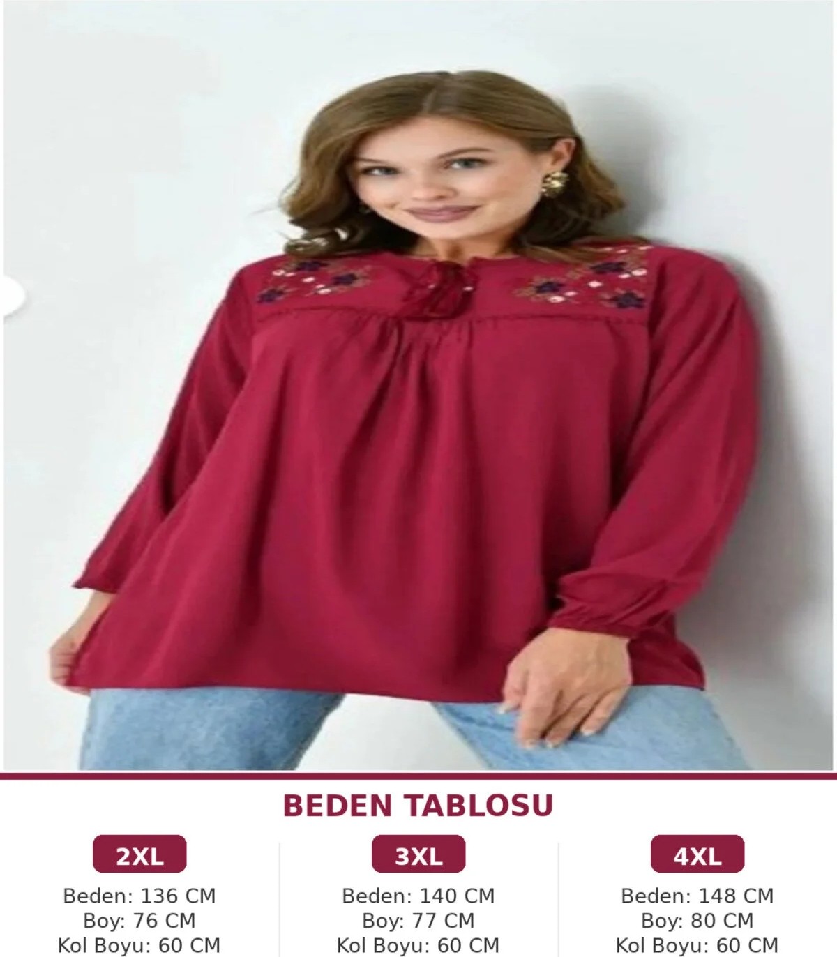 ŞEN Nar Çiçegi Jile Bezi Robadan Büzgülü Işlemeli Çok Şık Kaliteli Kullanışlı Güzel Şık Bluz