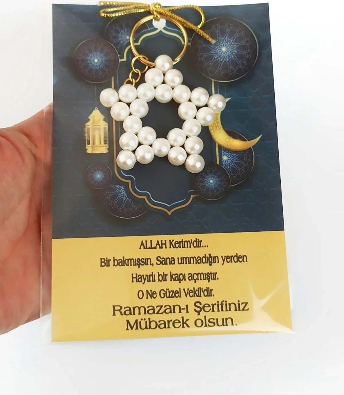 Hobilanka 10 Adet Ramazan, Kadir Gecesi Hediyeliği Inci Yıldız Anahtarlı Kart Iftar görsel 2