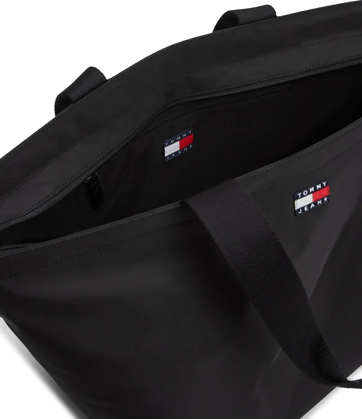 Tommy Hilfiger Tommy Jeans Kadın Yazılı Askılı Tote Omuz Çantası %100 Polyester Siyah Modern Tasarım görsel 6