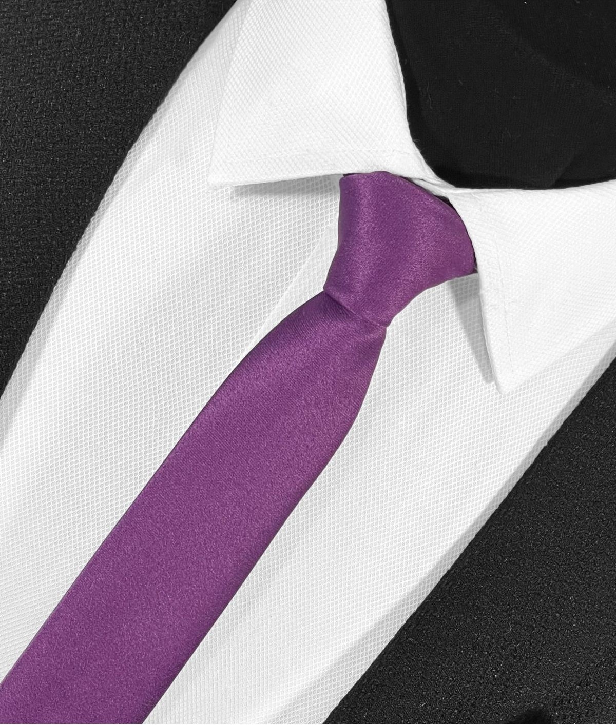 BLC Basic Line Co. Ekstra Ince Lacivert Renk Düz Slim Fit 4 cm Genişliğinde Kravat Mendil Seti Slim Fit Dar