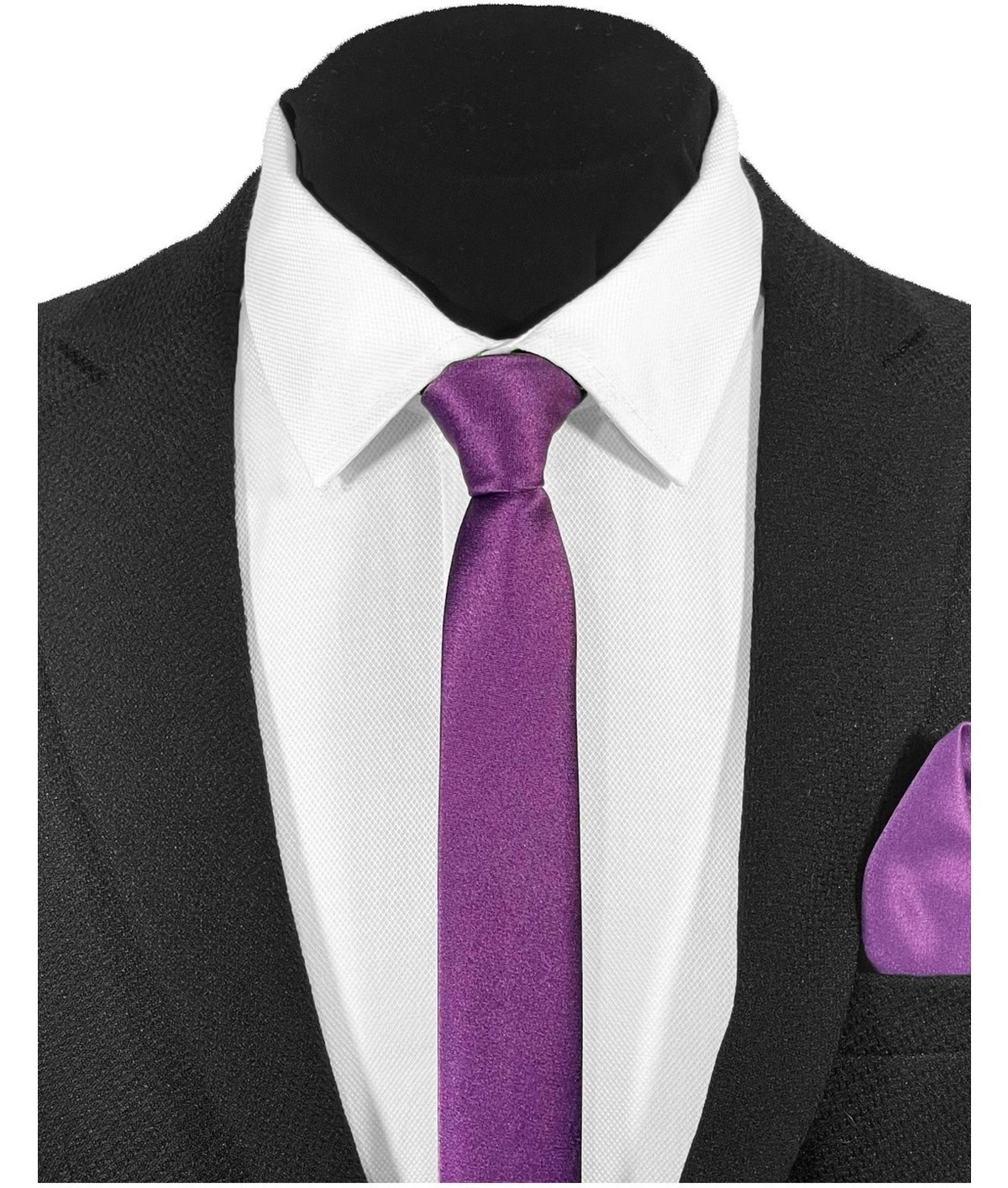 BLC Basic Line Co. Ekstra Ince Lacivert Renk Düz Slim Fit 4 cm Genişliğinde Kravat Mendil Seti Slim Fit Dar görsel 2