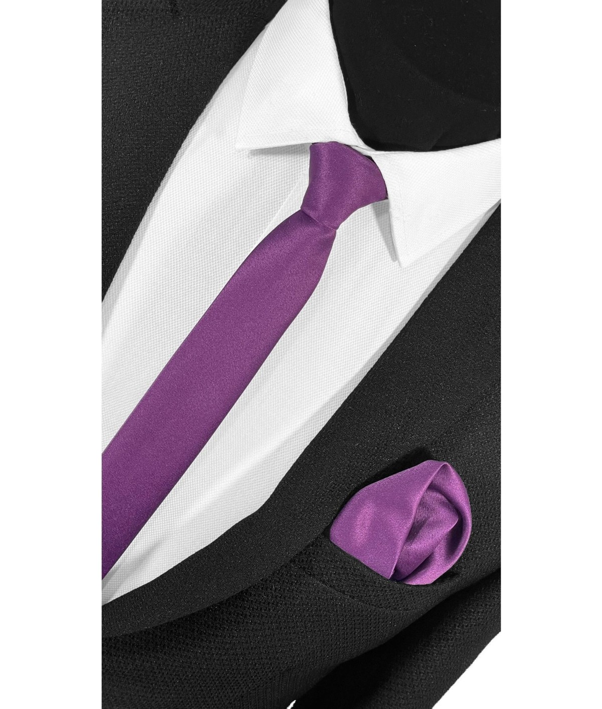BLC Basic Line Co. Ekstra Ince Lacivert Renk Düz Slim Fit 4 cm Genişliğinde Kravat Mendil Seti Slim Fit Dar görsel 3