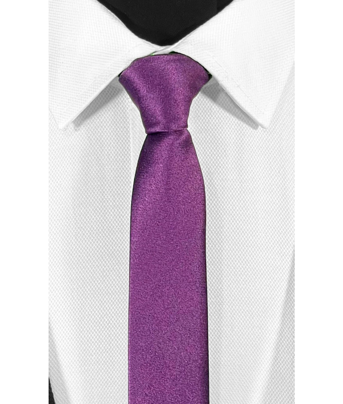 BLC Basic Line Co. Ekstra Ince Lacivert Renk Düz Slim Fit 4 cm Genişliğinde Kravat Mendil Seti Slim Fit Dar görsel 4
