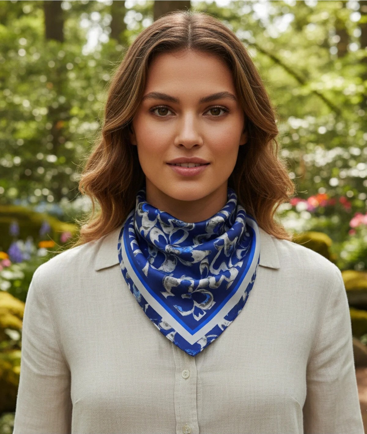 Blue Aura Desen 70*70CM Bandana/fular görsel 4