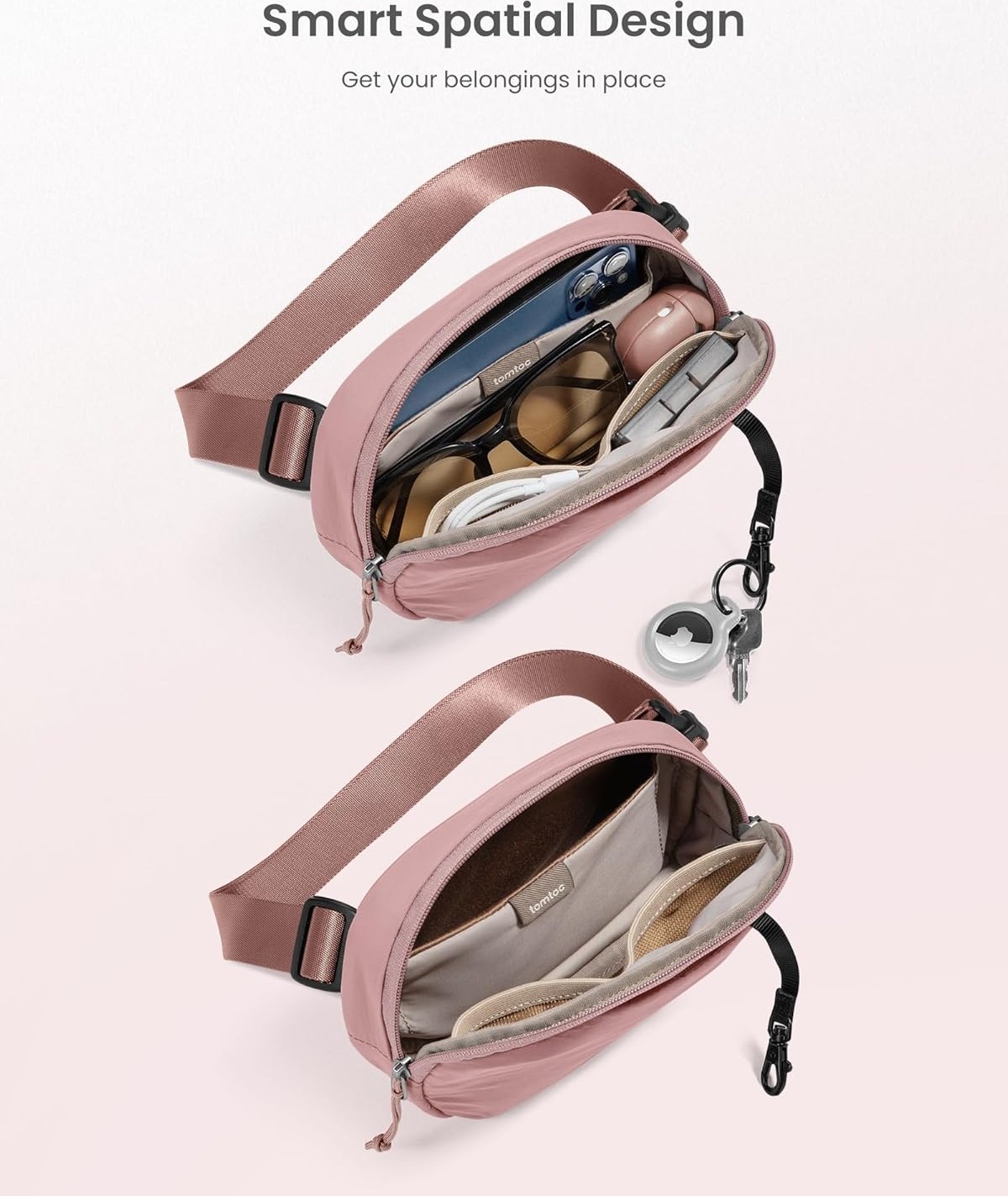 Happy Trend Tomtoc Kadın Bel Çantası/hip Bag Rfıd Korumalı, 1,5 L Küçük Sling Çanta, Göğüs Çantası/bel Çantası/telefon Çantası/omuz Çantası Crossbody, Seyahat, Günlük, Festival, Spor ve Yürüyüş Için görsel 4