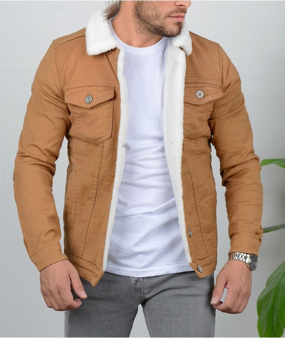 Alaska The Last Frontier Çocuk Kürklü Kot Mont Premium Denim - açık camel- görsel 3