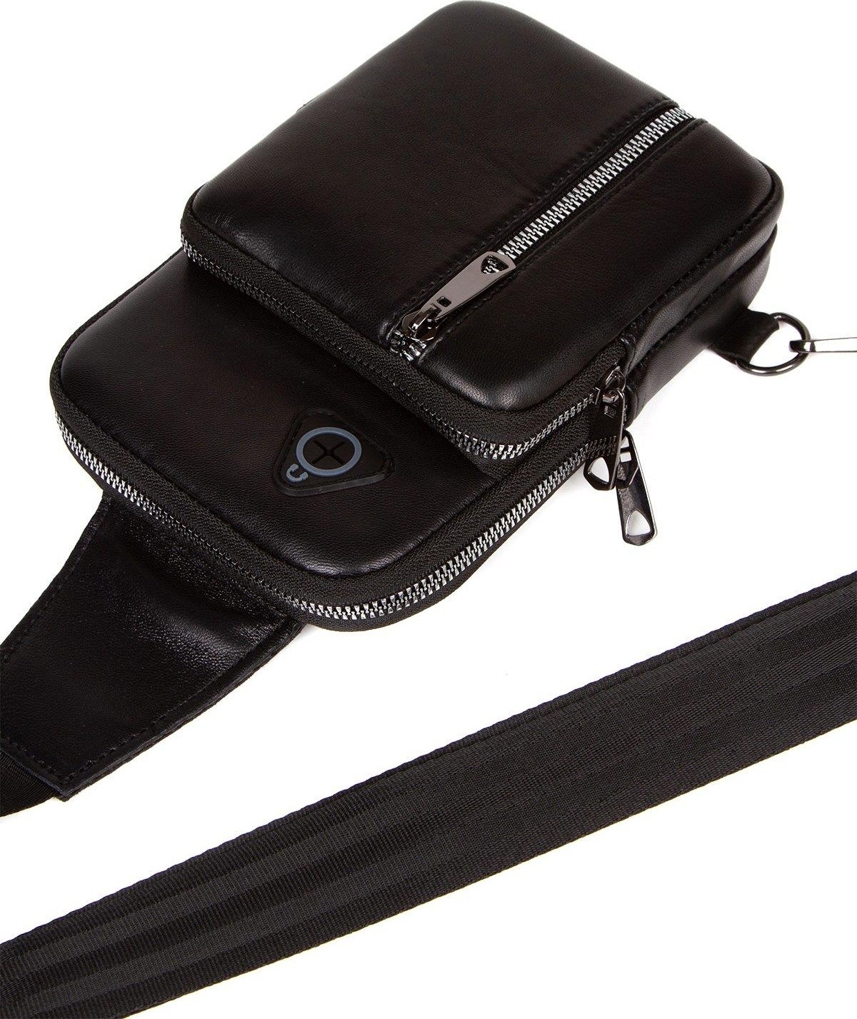 Newish Polo Erkek Siyah Deri Telefon Cüzdan Bölmeli USB Kulaklık Çıkışlı Çapraz Göğüs ve Omuz Çantası newpolo076 görsel 4