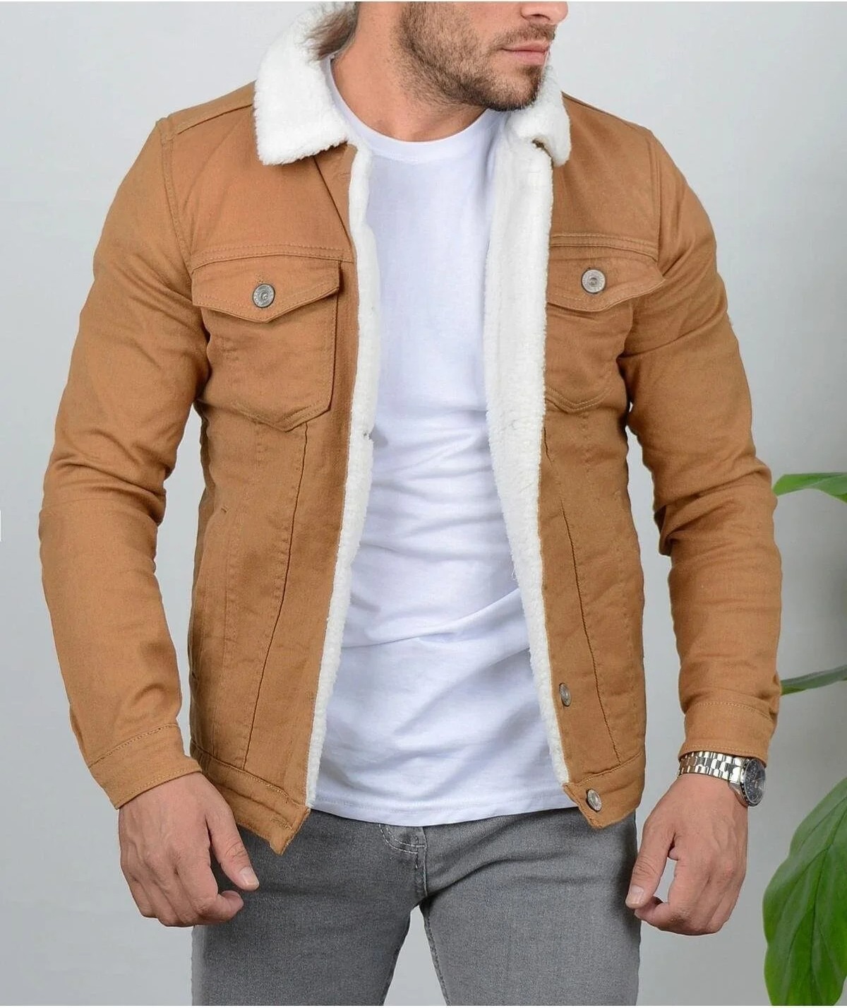 Alaska The Last Frontier Çocuk Kürklü Kot Mont Premium Denim - açık camel- görsel 2
