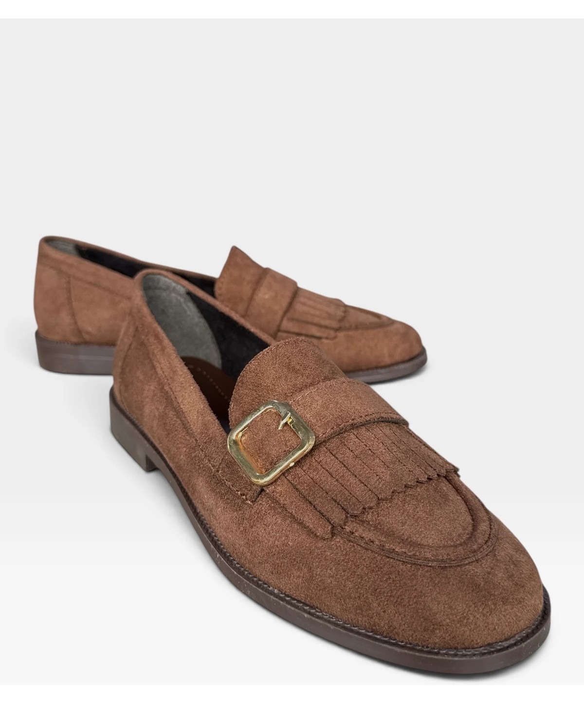 Liger Gold Tokalı Püsküllü Süet Kadın Günlük Loafer Ayakkabı Siyah görsel 2