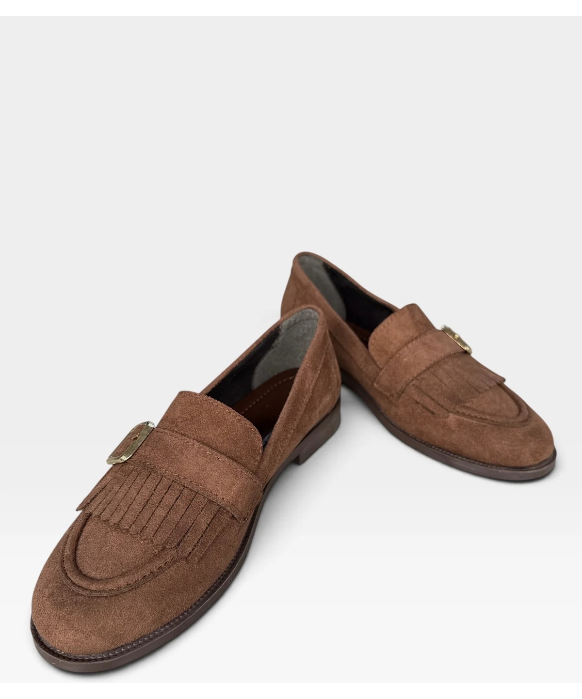 Liger Gold Tokalı Püsküllü Süet Kadın Günlük Loafer Ayakkabı Siyah görsel 3