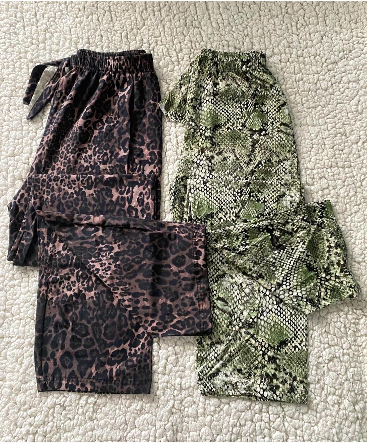 Düven Yılan Derisi & Leopard Desenli Kadın Tek Alt Pijama - 2 Adet Kadın Pijama Altı görsel 3