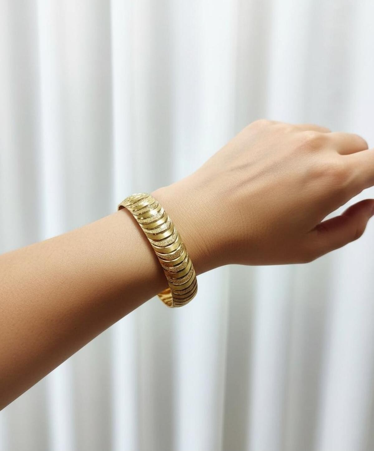 Kuyumcu Nurettin 10 gr (Gram) Yarım Ay Desenli Şarnel Bilezik 22 Ayar Altın Yatırımlık Işçiliksiz