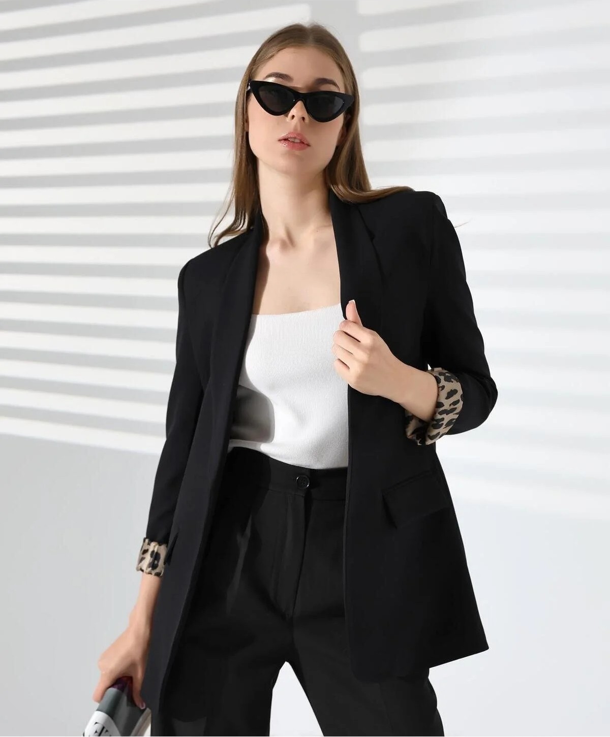 Vesantia Kadın Limon Sarısı Leopar Astar Detaylı Blazer Ceket