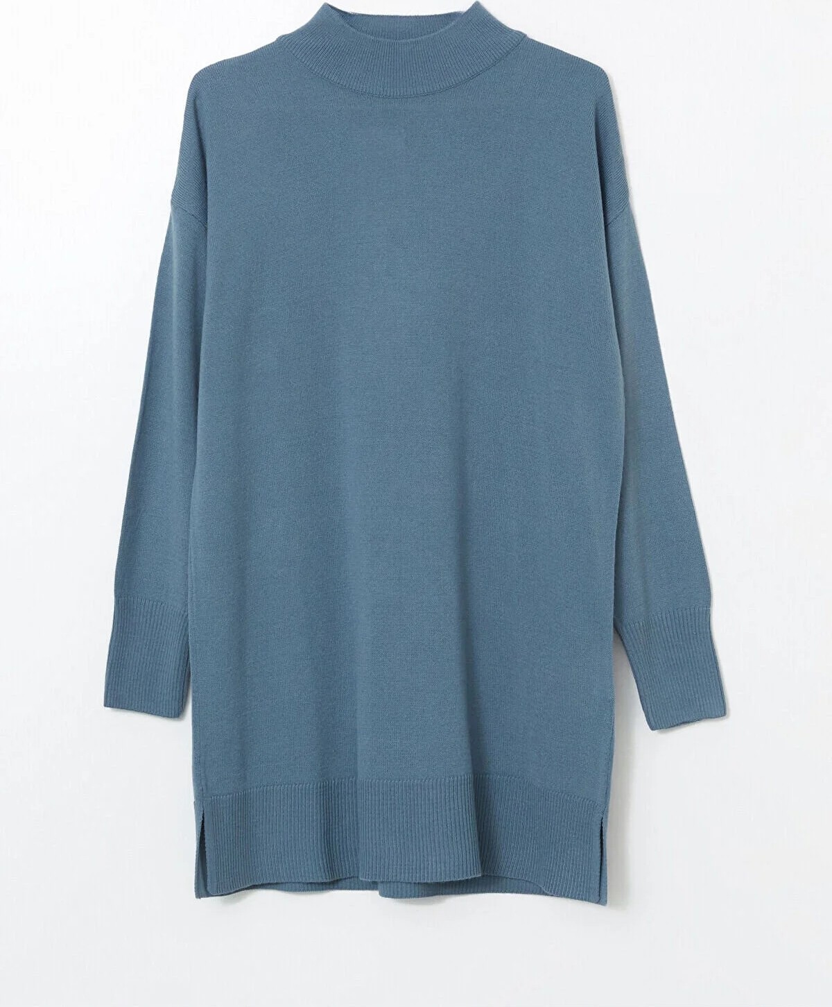 LC Waikiki Lcw Modest Mavi Dik Yaka Kadın Triko Tunik görsel 5