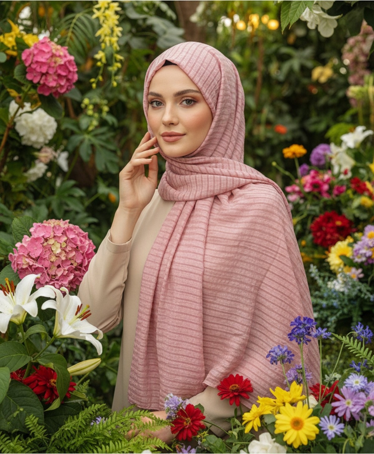 Modakaşmir Moda Kaşmir Satır Çizgili Şal Eflatun görsel 4