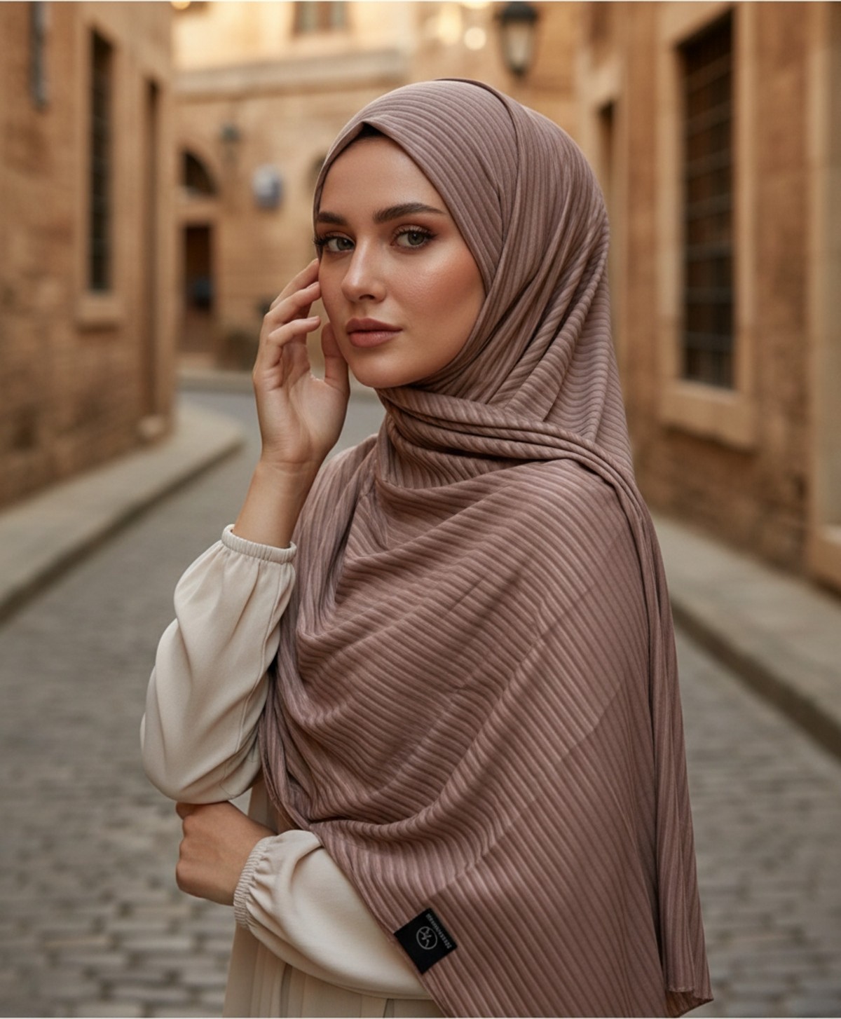 Modakaşmir Moda Kaşmir Misto Çizgili Pamuklu Şal görsel 3
