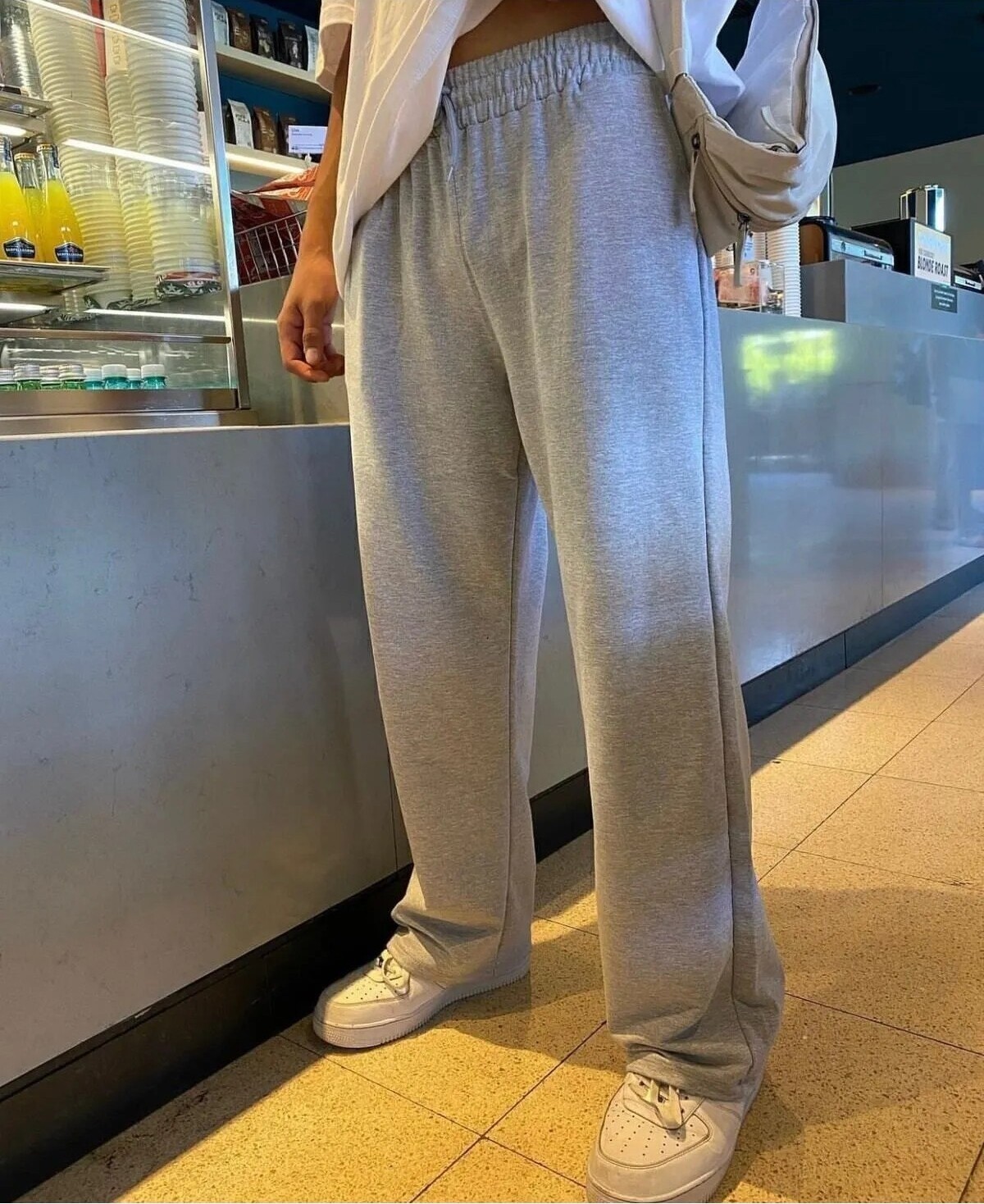 EYDAMOON Erkek Lacivert Baggy Rahat Kesim Bol Paça 2 Iplik Kalıp Eşofman Altı