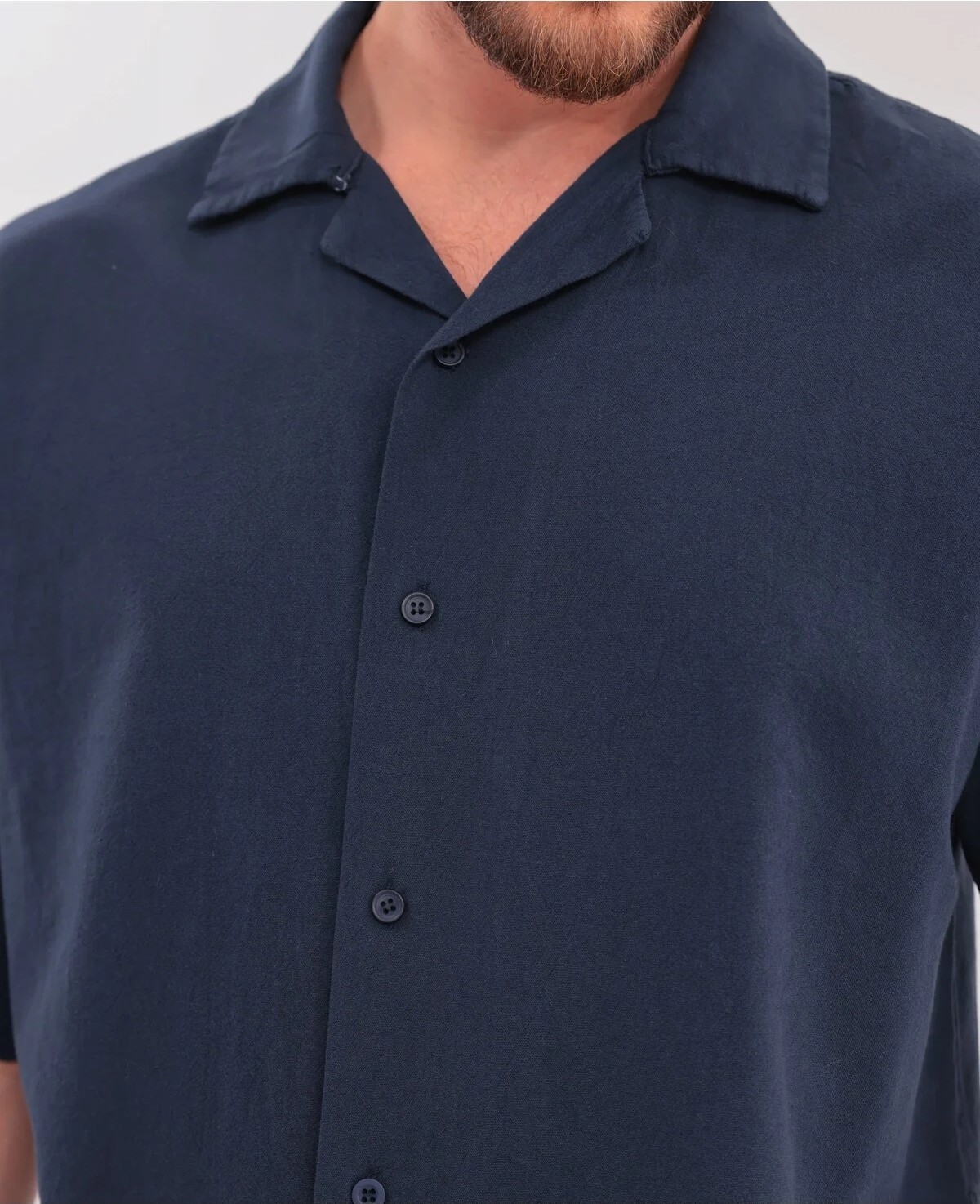Blayn Jeans Erkek Lacivert Keten Takım Oversize Gömlek & Pantolon 2'li Set Bağcıklı Rahat Yazlık Kombin görsel 7