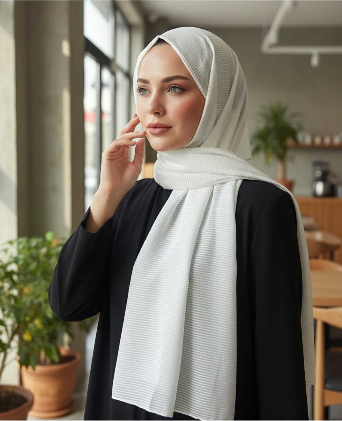 Modakaşmir Moda Kaşmir Misto Çizgili Pamuklu Şal